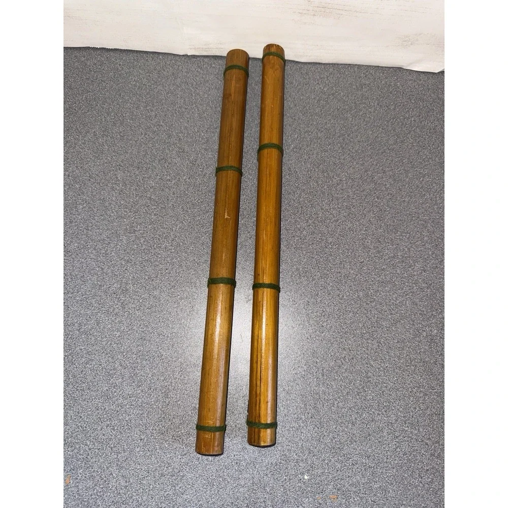 Bamboo Rain Sticks Made in India Lot Of 2 , Green Thread Wrap , Musical, Healing